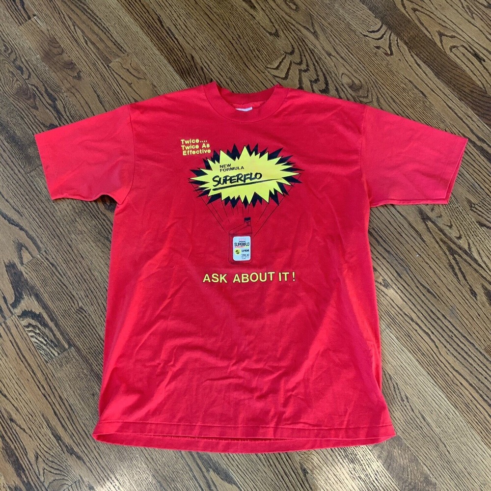 Vintage Exxon Superflo Motor Oil Advertising T Shirt Hanes Adult XL USA Made‎